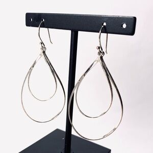 Silvertone Dangle Teardrop Lightweight Loop Earrings